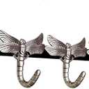 Heavy Duty Metal Wall Mounted Coat Rack - 5 Hooks Space Saving Wall Organizer, Aluminum Alloy Hook for Jackets/Hats/Backpacks, Modern Style Dragonfly Design Easy Mount (1 Item-5 Hooks) (Black Nickel)