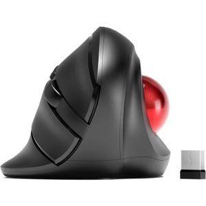 MicroPack Trackball Wireless Mouse, Upgrade Right Hand Ergonomic Mouse with Wireless Vertical Rollerball Computer Mouse, 3 Adjustable DPI, Easy Thumb Control for PC, Laptop, Mac, Windows - Black