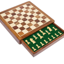 Limited Stock - Chess Set 12x12 Magnetic Chess Set Standard Board Game with Chessmen Storage Drawer Handmade in Fine Wood - Non-Folding