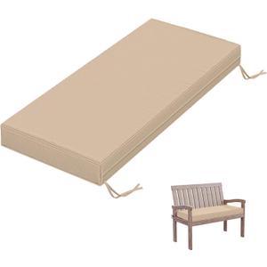 Outdoor Bench Cushion 42 X 18 X 3.5 Inch Thick Waterproof Patio Furniture Cushions, Patio Porch Swing Replacement Seat Pad with Tie Straps and Anti-Slip, for Backyard Garden, Sand