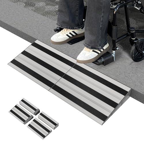 Nuvium 3" Rise Modular Threshold Ramp for Doorways, Stable Wheelchair Ramp for Home Steps, Aluminum Door Ramp and Curb Ramp for Scooters, Power Chairs, Cars, 1100LBS Load Capacity