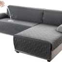 Genina Sectional Couch Covers for Dogs L Shaped Sofa Covers Chaise Lounge Cover Reversible Couch Covers for Sectional Sofa L Shape Furniture Protectors Cover for Pets, Kids (Dark Gray, Small)