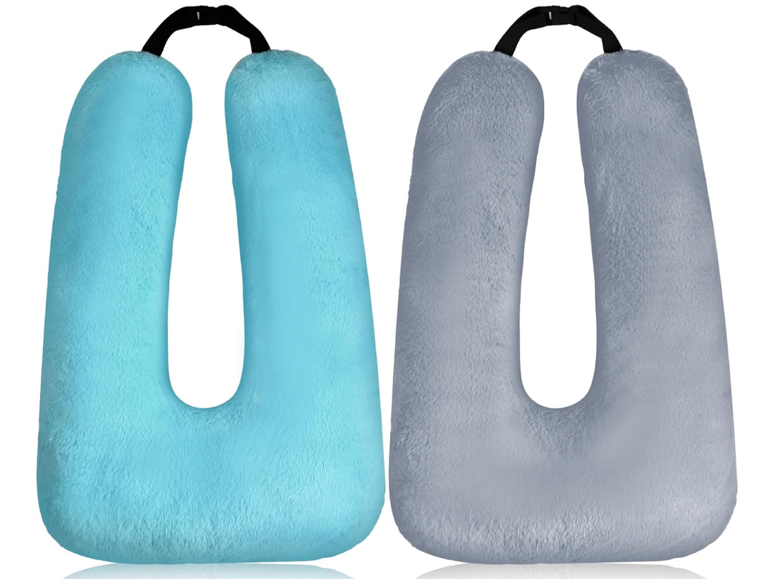 Barydat 2 Pcs Car Travel Pillow for the Back Seat 28 x 18 in Sleeping Reading Pillows for Long Distance Travel Car Cushion for Kids Adults Head and Body Support U Shaped Pad for Travel(Gray, Green)