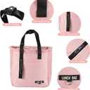 PATIKIL Insulated Lunch Bag Reusable Large Lunch Bag for Women & Men Thermal Lunch Box Leakproof Cooler Tote Bag with Side Pockets for Adults Picnic Office Work, Pink (10.6"x6"x11")
