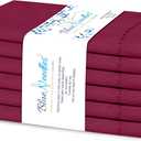 Blue Needles Set of 6 Hemstitch Linen Napkins 100% Cotton Burgundy Cloth Dinner Napkins 18x18 inches, Soft, Reusable, Absorbent, Washable, Ideal for Wedding Events, Parties & Everyday Use