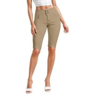 Hybrid & Company Womens Perfectly Shaping Hyper Stretch Bermuda Shorts Capri (7)