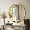 Round Bathroom Mirror 24 inch, Gold Gorgeous Deep Frame Round Wall Mirror, Modern Round Bathroom Vanity Mirror for Bedroom, Living Room, Hanging or Leaning, Gold (24"L x 24"W)
