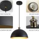 Vintage black and gold Pendant Light 13.7'' Retro Farmhouse Dome Pendant Lamp Modern Industrial Chandelier for Wire length 78.74'' Kitchen Island, Bedroom, Dining Room, Living Room, Hallway