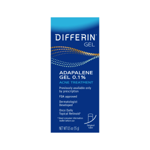 Differin Prescription-Strength Retinoid Acne Treatment Gel with 0.1% Adapalene, Clears & Prevents Acne, Fragrance-Free, 45g Tube