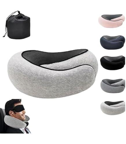 Polyester Cotton U Shape Neck Pillow, Reusable Carry Portable Travel Pillow with Removable Washable Cover, Travel Pillow for Travel, Home, Office