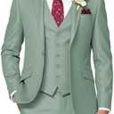 HUUTOE Men's 3 Piece Suits Slim Fit Prom Suits for Men Wedding Dress Suit Summer Blazer Jacket Vest Pants Tuxedo Set, 6XL