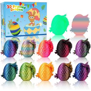 JOMBY 12PCS 3D Printed Dragon Eggs with Dragon Inside, Prefilled Easter Eggs with Dragon Toy for Basket Stuffers, Unique Desktop Decoration & Easter Basket Stuffers Essentials for Kids