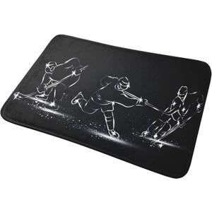 Ice Hockey Bathroom Rugs Bath Rug 16 x 24 Inches, Non Slip Bath Carpet, Area Mat Home Decor Accessories for Shower Floor Tub Bedroom Kitchen, One Size