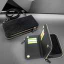 Harryshell Compatible with Samsung Galaxy S25 Ultra Case Wallet Detachable Phone Cover Dual Zipper [11 Card Slots] with [ RFID Blocking ] Crossbody Wrist Strap (Crocodile Black)