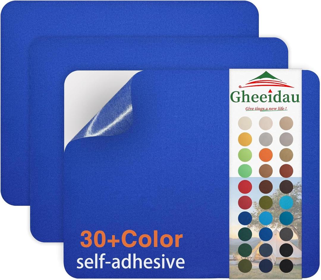 Canvas Repair Patch 911 Inch 3Pcs Waterproof Self-Adhesive Fabric Repair Patch for Tents,Boat Cover,Pop Up Canopy,Patio,Bags,Car Seats,Sofas,Furniture Cover(Royal Blue)