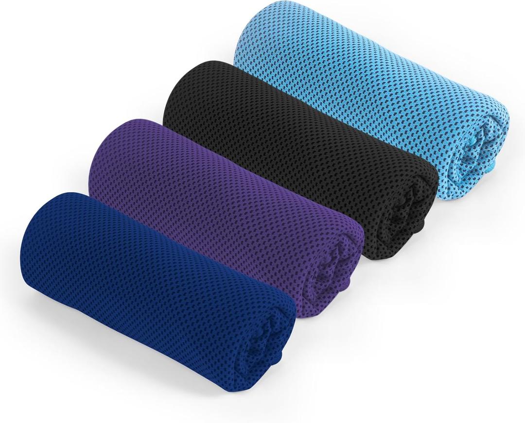 4 Pack Cooling Towel for Gym Fitness Yoga Hiking,Hot Weather Cool Towels Cloth Rags Wrap for Neck Face(4 Pack-02)