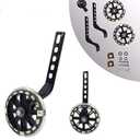 training wheels flash mute wheel bicycle stabiliser mounted Kit compatible for bikes of 12 14 16 18 20 Inch 1 Pair (black)