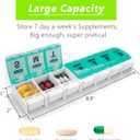 Extra Large Weekly Pill Organizer 2 Times a Day - Remtise Am/Pm Daily Pill Case Medicine Organizer, Push Button 7 Day Pill Box for Pills/Vitamin/Cod Liver Oil/Supplements (Cyan & Yellow)