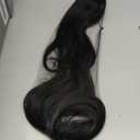 Flufymooz ponytail extension, 36 Inch Long Straight Drawstring Ponytail Synthetic Hairpieces Fake Pony Tails Natural Soft Clip in Hair Extension ponytail for Women (Natural Black)