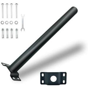 Light Pole Mount,20 Inch Length Solar Pole Mounting Bracket Extension Kit Wall Flag Black Metal Pipes Barn Light Fixture Antenna Adapter Outdoor Arm for LED Street Light (20 inches Black)