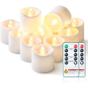 Homemory 24Pack 400+Hour Remote Control Flameless Candles, 2/4/6/8H Timer Led Votive Candles, Battery Operated Tea Lights for Wedding Table Centerpiece, Holidays, Halloween Pumpkins, Christmas Decor (White Base (Warm White Light))