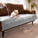 Dual Non-Slip Couch Cover for Dogs Waterproof, Fuzzy Soft Pet Couch Covers for Sofa 3 Cushion, Pet Friendly Soft Dog Bed Covers Sofa Cover Washable (Seagull Gray, 33" x 95" 1 Pack)