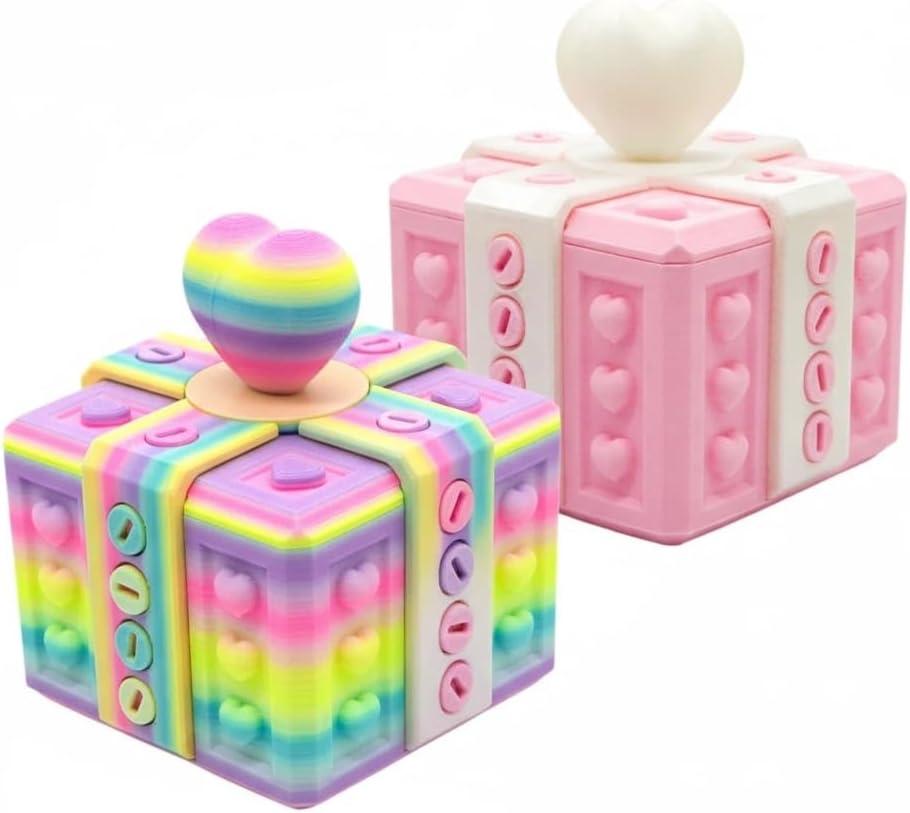 2 Pcs 3D Printed Puzzle Gift Box with Screws - Funny Prank Money Box for Adults, Annoying Gag Gift for Birthday Christmas Valentine's Day, Boyfriend Girlfriend Lover