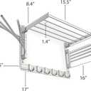 BGT Wash Clothes Drying Rack Wall Mount Laundry Room Organizer with Hooks & Swing Arms, 17" Metal Laundry Rack Silver