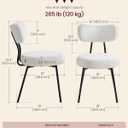 VASAGLE Boucle Dining Chairs Set of 2, Upholstered Kitchen Dining Room Chairs with Curved Backrest and Steel Frame, Modern Mid Century, Round, for Vanity, Living Room, Cream White UKDC110W01, 2 Pack