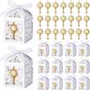 Lewtemi 25 Sets First Communion Favors Baptism Favors Boxes Include Alloy Chalice Charms and White Pearl Paper Favor Boxes for First Communion Baby Showers Church Religious Celebrations Decor Supply