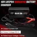 48V 20A LiFePO4 Battery Charger, 58.4V Lithium Battery Charger, Fast Charging, Over-Current and Over-Voltage Protection for 48V Lithium Iron Phosphate Batteries