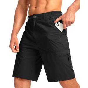 Viodia Men's Hiking Cargo Shorts with 6 Pockets Quick Dry Lightweight Stretch Shorts for Men Outdoor Fishing Golf Shorts (3X-Large, Black)