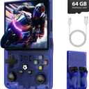 R36MAX Retro Gaming Console, Retro Handheld Games Console with 64GB TF Card, Portable Hand Held Open Source Linux System, 4.0 inch IPS HD Screen Video Game Consoles, 4000mAh Battery (Blue)