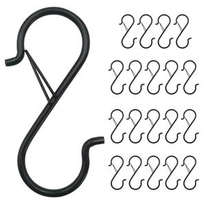 Ticway  S Hooks for Hanging,3.5 Inch Heavy Duty Closet Hooks with Safety Buckle,Closet Hooks Hanging for Plants,Clothes,Kitchen Utensil,String Lights,Handbags,Belt, Hat, Cup, Tie (Black)