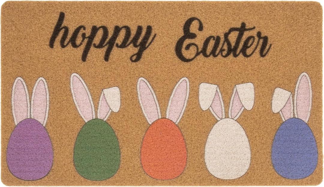 Easter-Colorful-Bunny Welcome-Doormat - Indoor Outdoor Entrance Non-Slip Floor Mats for Decor 17 x 29 Inch (Rabbit)