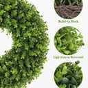 20 Inch Boxwood Front Door Wreaths, Spring and Summer Outdoor Wreath for Front Door, All Seasons Artificial Green Wreath for Farmhouse Wedding Porch Wall All Seasons Indoor Decorations