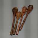 Wooden Spoons, 6 Pieces 9 Inch Wood Soup Spoons for Eating Mixing Stirring, Wood Spoon with Japanese Style Kitchen Utensil (Brown)