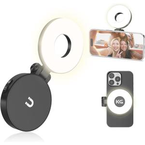 KraftGeek Magnetic Selfie Light for iPhone Magsafe, Portable Phone Ring Light for Video Recording, Rechargeable Lightweight Travel LED Cell Phone Light, Black
