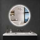 Round LED Bathroom Mirror, 24 Inch, HD Shatterproof Tempered Glass