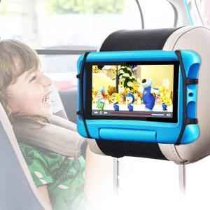 FANGOR Car Headrest Mount Holder, Tablet Holder for Kids in Back Seats, Anti-Slip Strap and Holding Net,Angle-Adjustable/Fits All 7 Inch to 12.9 Inch Tablets (1 Pack)