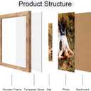 iRahmen 11x14 Picture Frame with HD Tempered Glass, Display Pictures 8x10 with Mat or 11 x 14 Without Mat, Wood Photo Frame for Tabletop and Wall (Rustic Brown, 1 Pack)