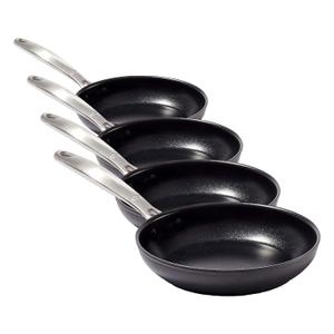 OXO Enhanced 8" Frying Pan Skillet,PFAS-Free Ceramic Nonstick,Durable Hard Anodized Cookware,Scratch Resistant,Stainless Steel Handle,Good Grips,Dishwasher Safe,Oven safe,Black,(Pack of 4)