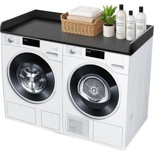 ROYXEN Washer Dryer Countertop, Laundry Countertop Solid Wood Core, Countertop for All Front-Loaded Washing Machine and Dryer, Extra Room for Laundry Room, Black
