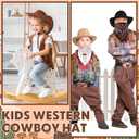 Unittype 20 Pcs Western Costume Cowboy Hats Set Kids Cowgirl Themed Party Felt Bandanna Hat with Paisley Bulk
