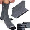 Premium Bamboo Rayon Crew Work Socks- Moisture Wicking, Odor Eliminating Heather Gray Crew Socks for Men Size 9-12 - 6 Pair