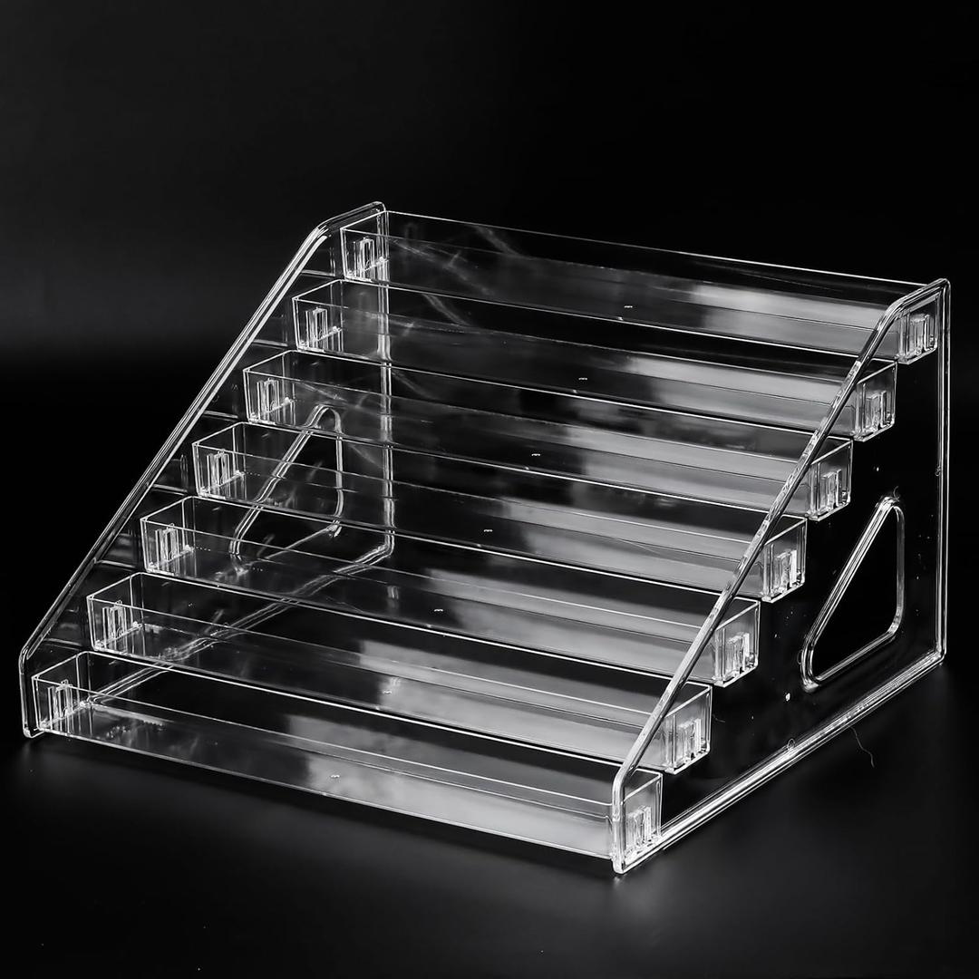 SUTOKAKA Nail Polish Organizer Clear Acrylic Eyeglasses Display Holder Essential Oil Storage Rack Makeup Stand Tray - 7 Layer