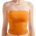 SUUKSESS Women Sexy Tube Top Summer Y2K Going Out Double Lined Basic Tank Top (Orange, M)