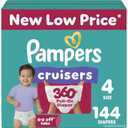 Pampers Diapers - Cruisers 360 - Size 4, 144 Count, Babyproof up to 100% Leakproof Pull-On Diaper