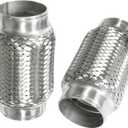 2.5 inch Exhaust Flex Pipe, 2.5" x 3.3"w, Stainless Steel Heavy Duty Double Braid Exhaust Flex Tube, 6" Overall Length, 2 Pack
