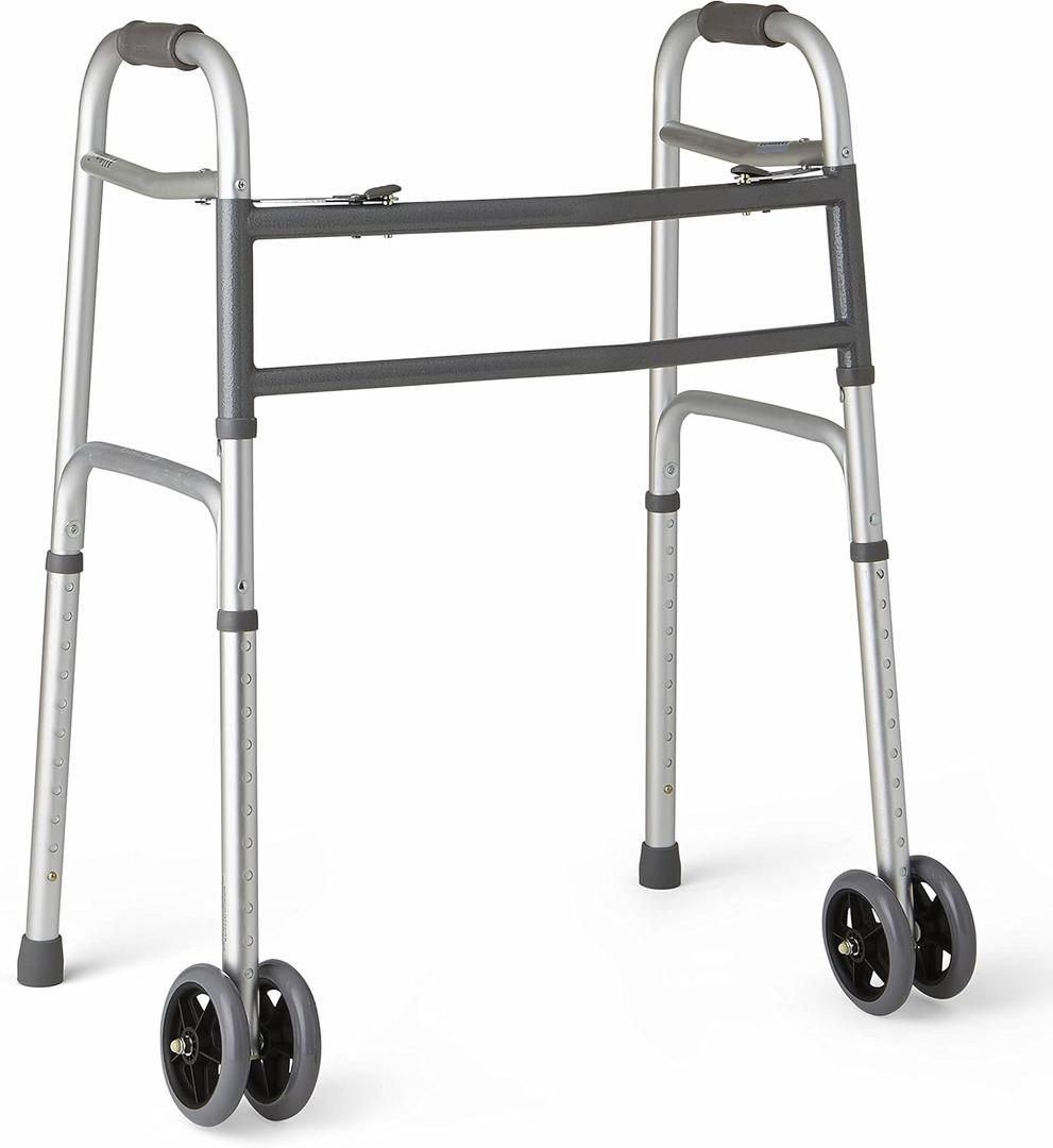 Medline Heavy-Duty Bariatric Folding Walker with 5 Wheels and Durable Handles, 500 lb. Weight Capacity